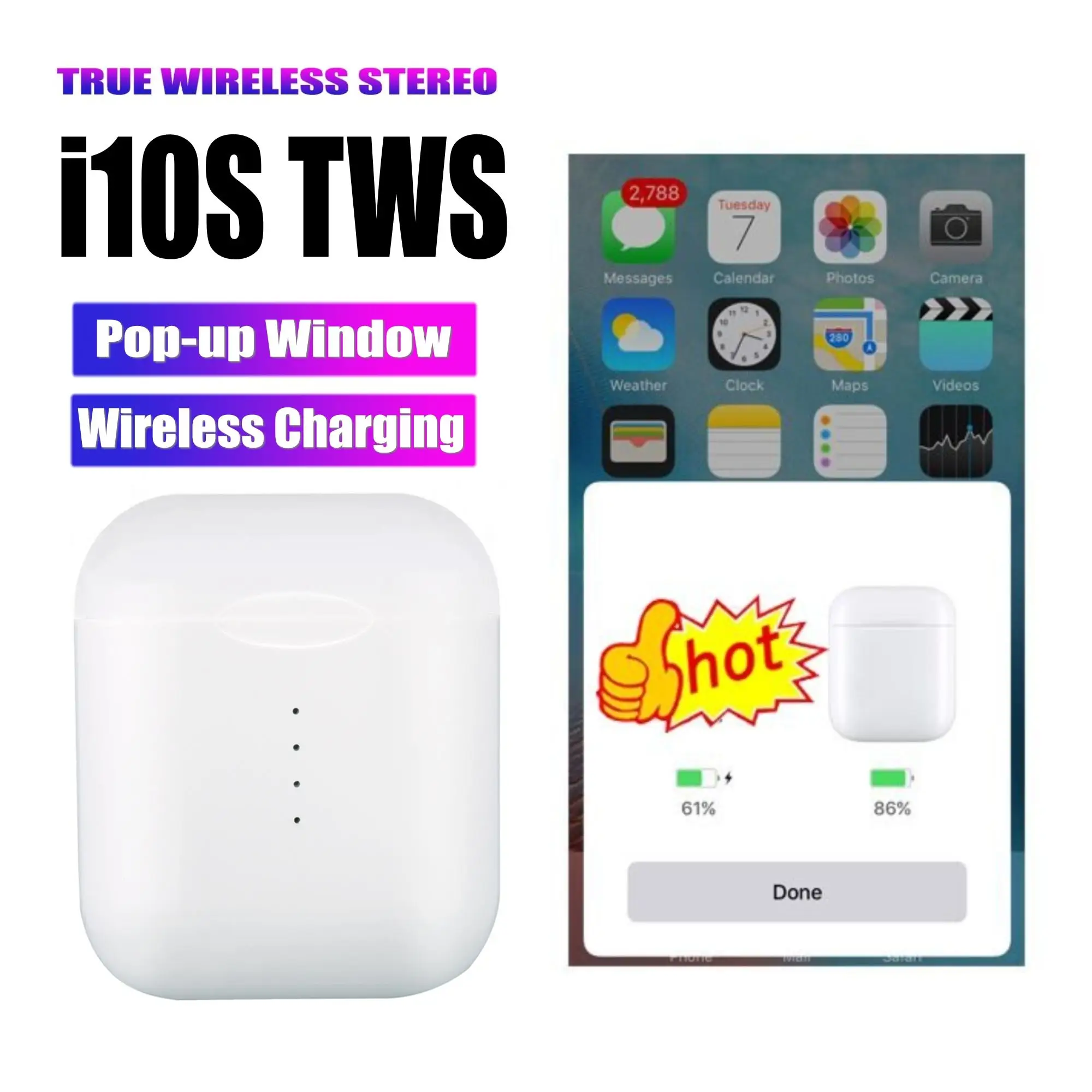 Поддержка беспроводной зарядки! i10 tws i10s tws беспроводные наушники Bluetooth 5,0 наушники с сенсорным управлением гарнитура для всех смартфонов - Цвет: i10S TWS-POP UP