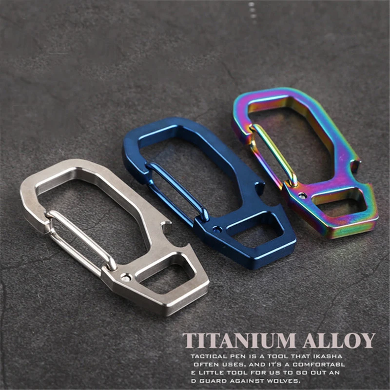 

EDC Titanium Alloy Keychain Mountaineering Buckle Clip Hook Portable Outdoor Climb Buckle Camping Accessories Multi Tools