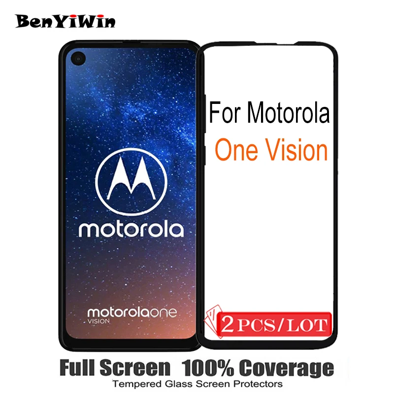 2 шт. 100% оригинальное закаленное стекло с полным покрытием для Motorola One Vision защита