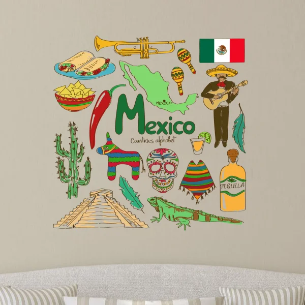 DIYthinker Мексика символ шаблон иллюстрация квадратный виниловая наклейка на