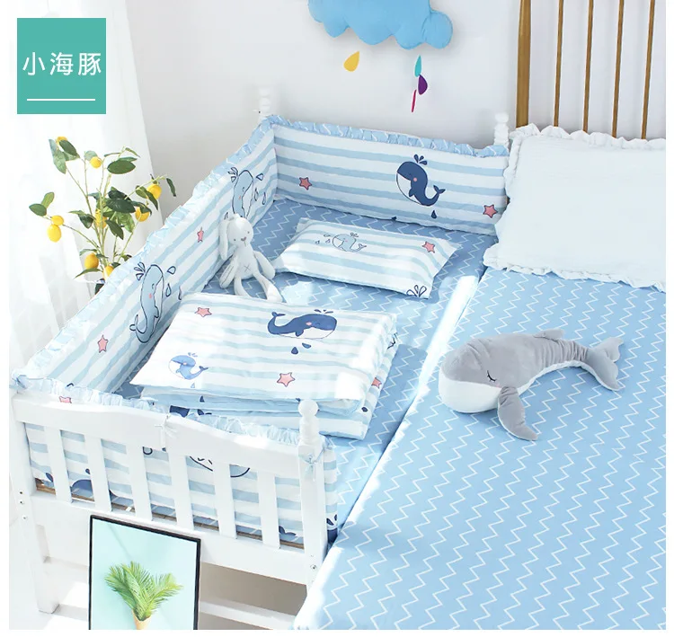 3*Bumpers + 1 Bed Sheet Baby Bed Bumper In The Crib Cot Bumper Baby Bed Protector Crib Bumper Newborns Toddler Bed Bedding Set