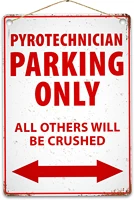 diuangfoong funny pyro technician parking only metal sign rustic retro weathered distressed plaque 12 x 8 inches