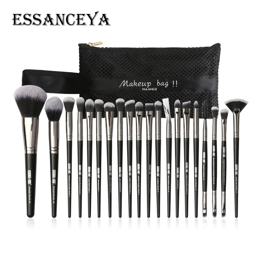 20pcs with bag ESSANCEYA 18/20 шт. набор кистей для макияжа мягкие пудра Кисть для растушевки теней кисть с холста на нашем сайте! кисти для макияжа Косметика сумка - Handle Color: 20pcs with bag