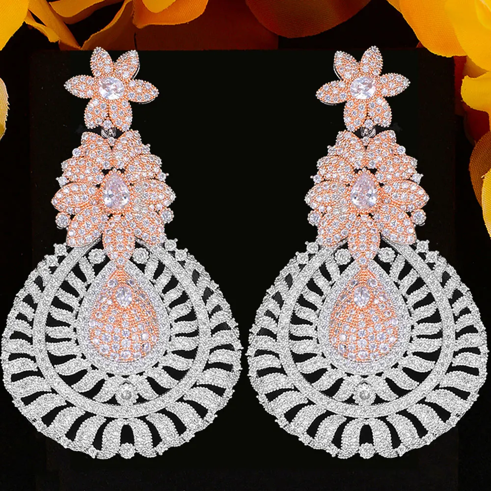 

Kellybola Gorgeous Shiny Romantic Luxury Round Pendant Earrings Women's Wedding Cubic Zirconia Bridal Party Jewelry Accessories