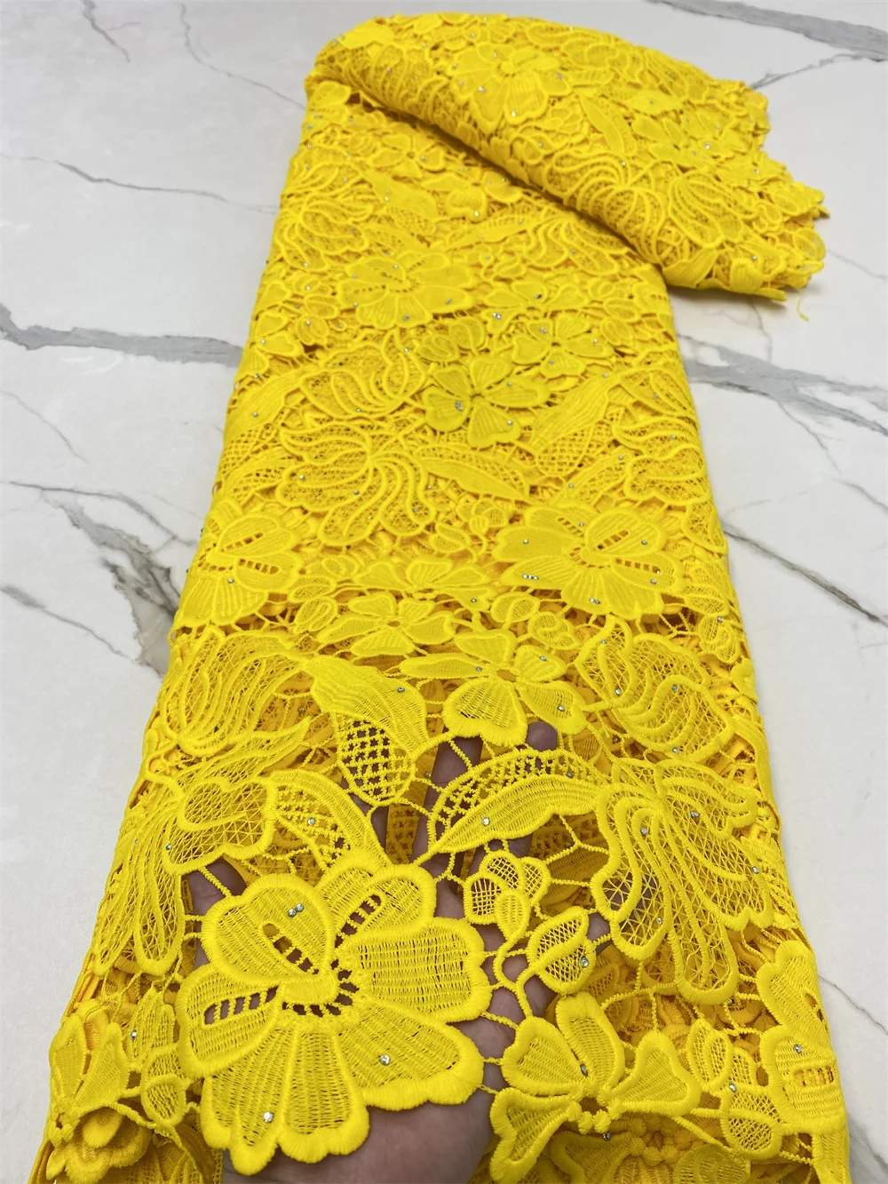 

Африканская желтая гипюровая кружевная ткань 2021, Высококачественная нигерийская кружевная ткань, французское водорастворимое кружево для...