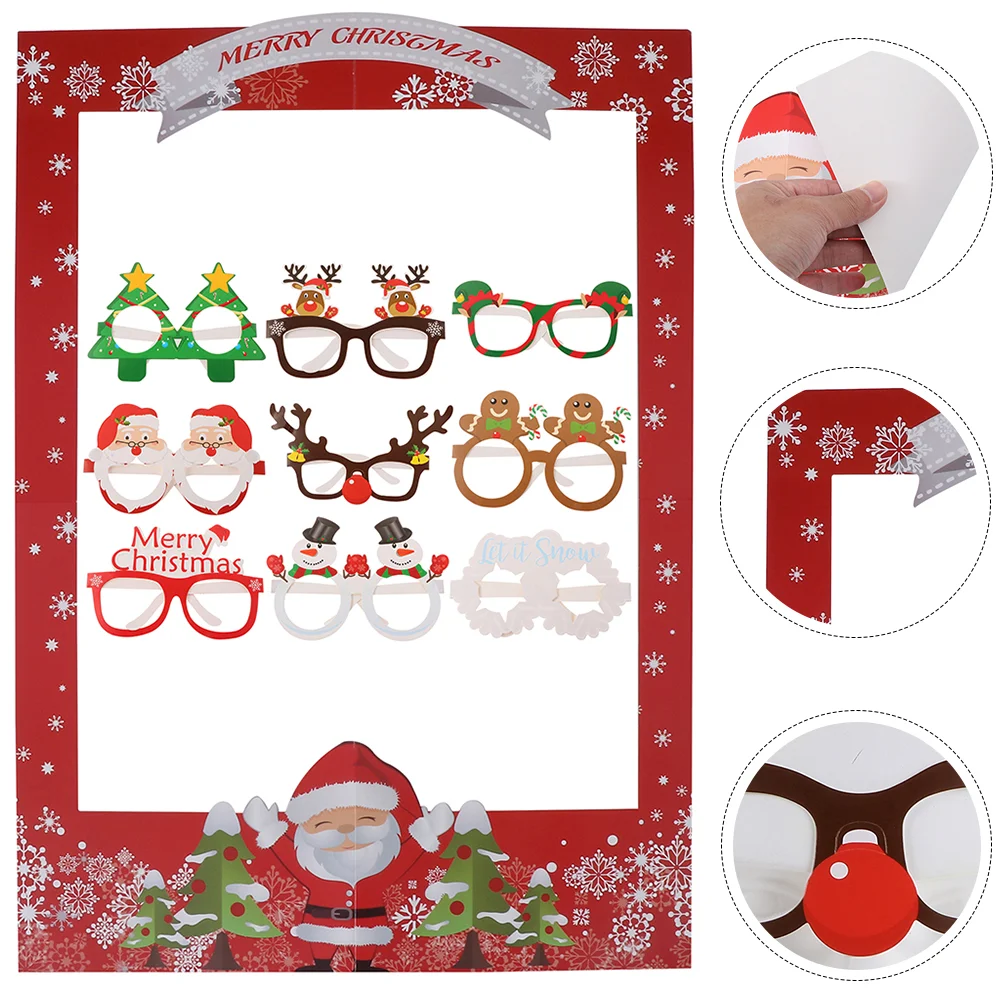 

1 Set Christmas Photo Frame Decorative Eyeglasses Paper Glasses Party Supplies
