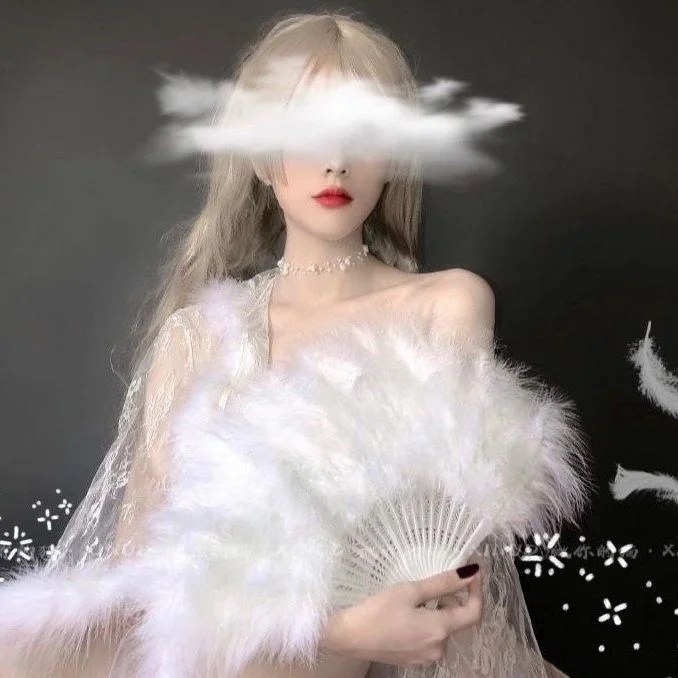 

Кружевной веер перо принцесса Лори Чонсам жену японский фото реквизит