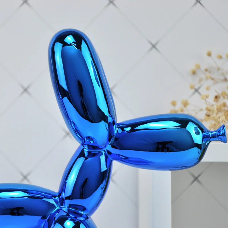 

Shiny Balloons Dog Statue Simulation Dogs Animal Art Sculpture Resin Craftwork Home Decoration Accessories