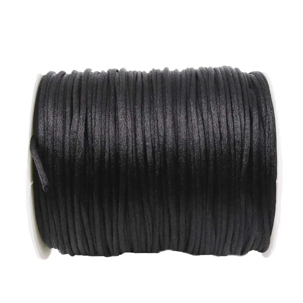Black Rope 1 шт. атласная шелковая веревка, нейлоновый шнур, цветной 1 мм, 80 м, детский прорезыватель, аксессуары для прорезывания зубов, ожерелье, трещотка, шнур, инструмент «сделай сам» - Цвет: Black Rope
