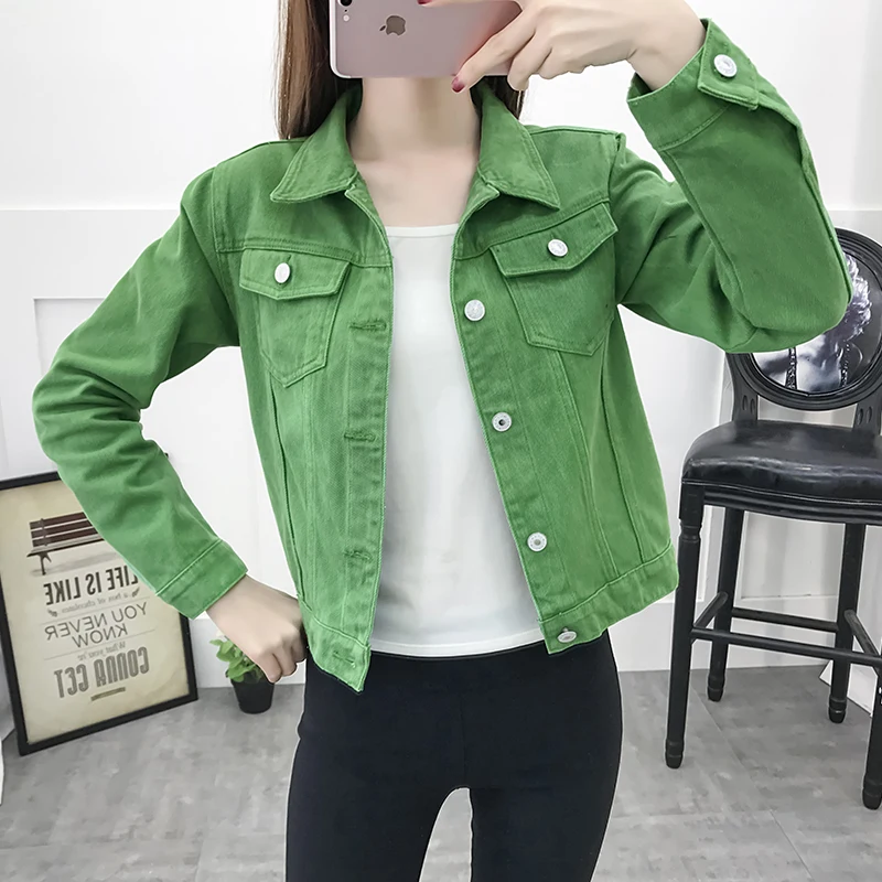 Модная Джинсовая куртка женская весна 2XL XL весна осень ручная щетка длинный рукав стрейч короткая джинсовая куртка Белый Розовый Пальто
