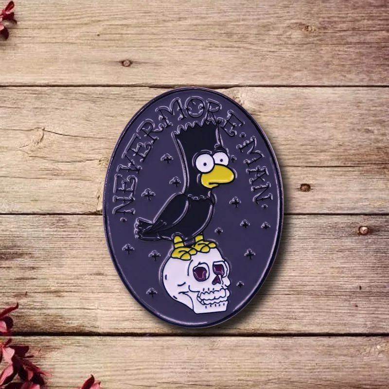 Гомер Барт Ворон Treehouse ужасов от Эдгара эмали штырь забавная брошь для хэллоуина