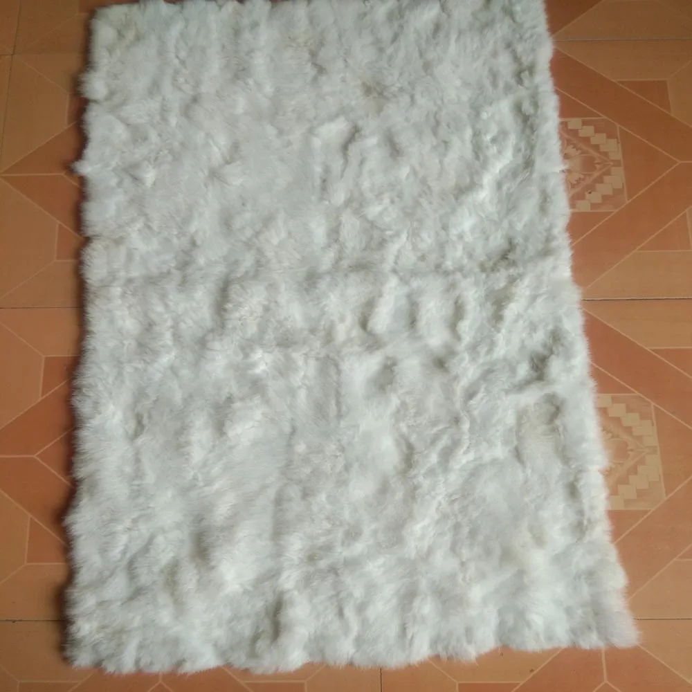 Натуральная Лоскутная тарелка из кроличьего меха настоящий ковер одеяло