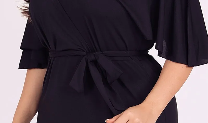

2021 Summer Women Fashion Solid Color With Sashes Dress Female Elegant Cloak Half Sleeve V-neck Collar Party Dresses Vestidos