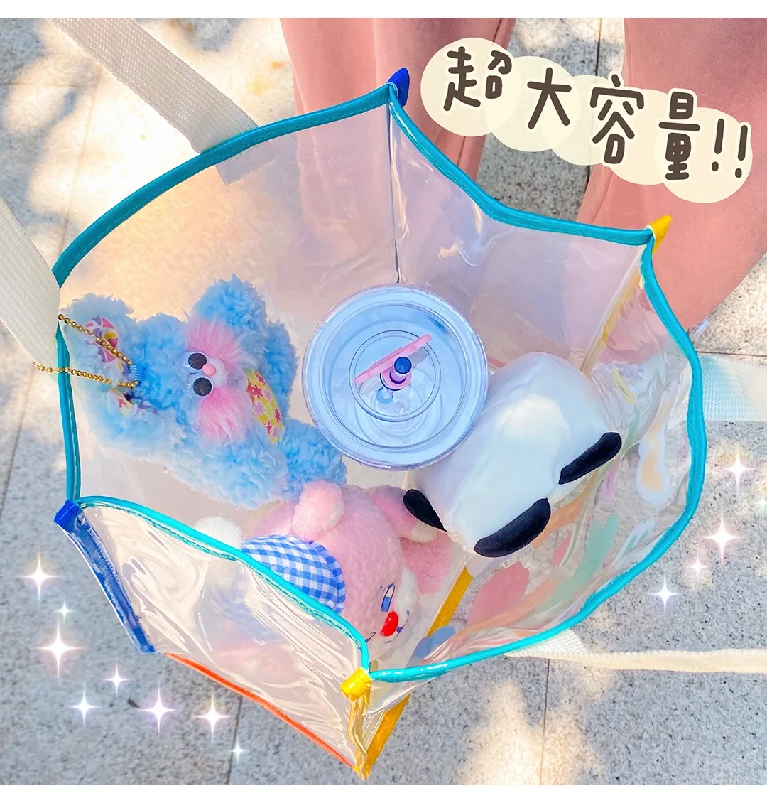 Bentoy Milkjoy Bear Handbag Transperant Laptop Case Holder Fashion Jelly Large Capacity Daily Girl Shoulder Beach Tote Bag |