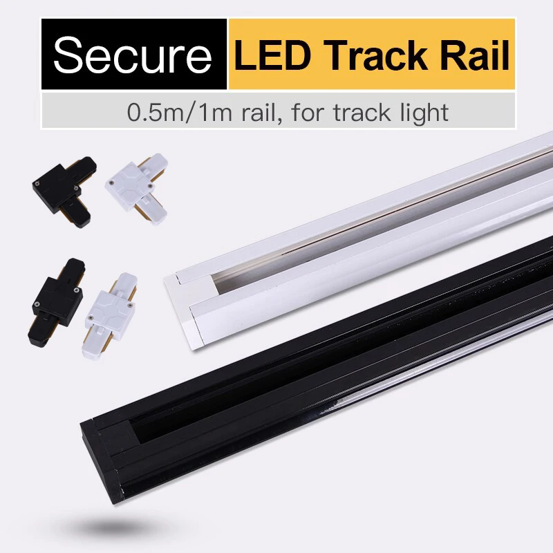 0.5M 1M Track Rail 2 Wire System Aluminum Led Track Light Rail  Universal Rail Connector Circuit Rails For LED Track Spotlight