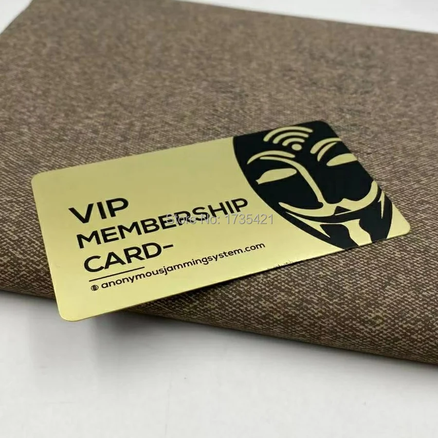 High quality Golden Metal Business card name memership embossed Cards with etching words