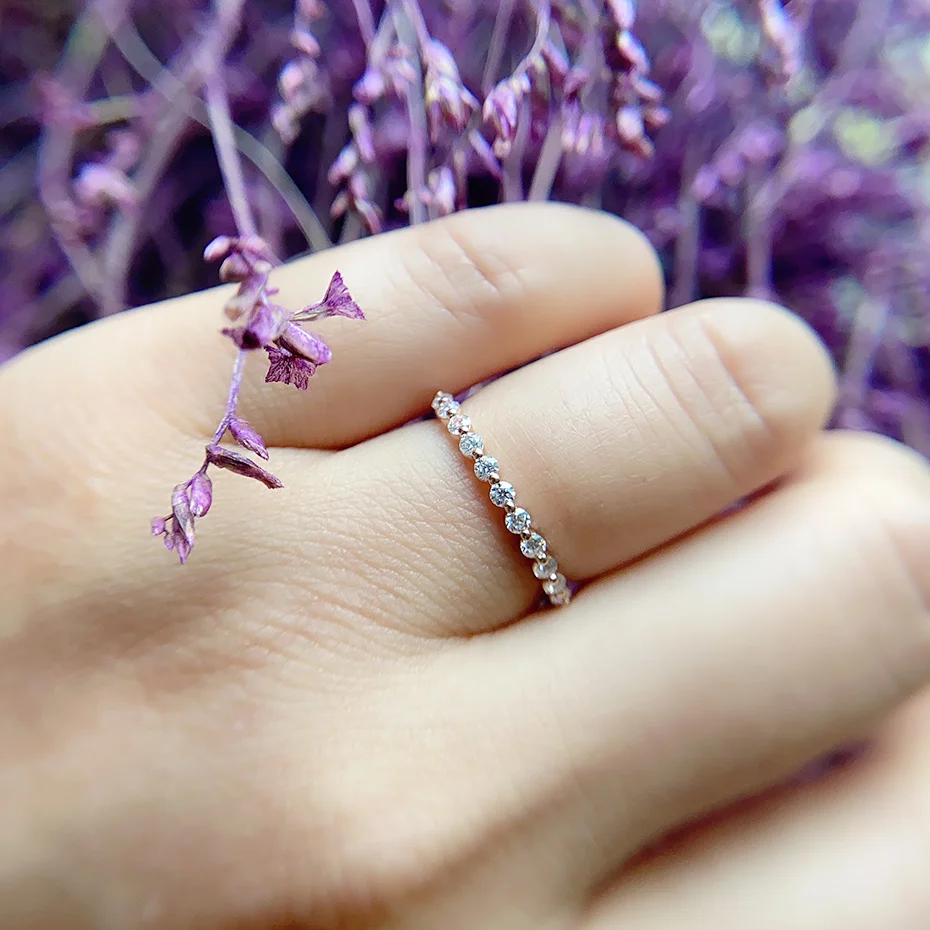 

585 14K 10K Rose Gold Bubble Ring for Women Moissanite Solitaire Ring Matching Half Eternity Wedding Band Engagement