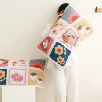 little girl flowers cotton canvas cushion towel cartoon soft breathable bed pillow towel home decor throw protective pillowcase