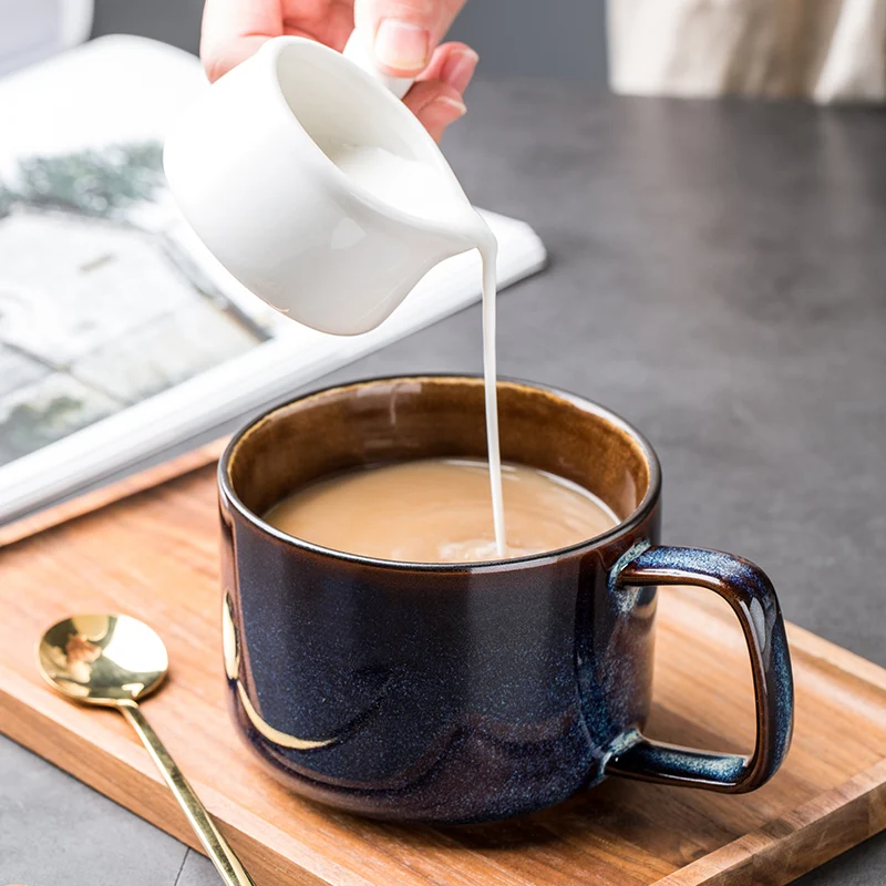 

Ice Crack Texture Coffee Mug Esspresso Cups Coffe Cup Blue Funny Mug Ceramic Cups And Mugs Expresso Caffe Milk Tea Mug 450ML