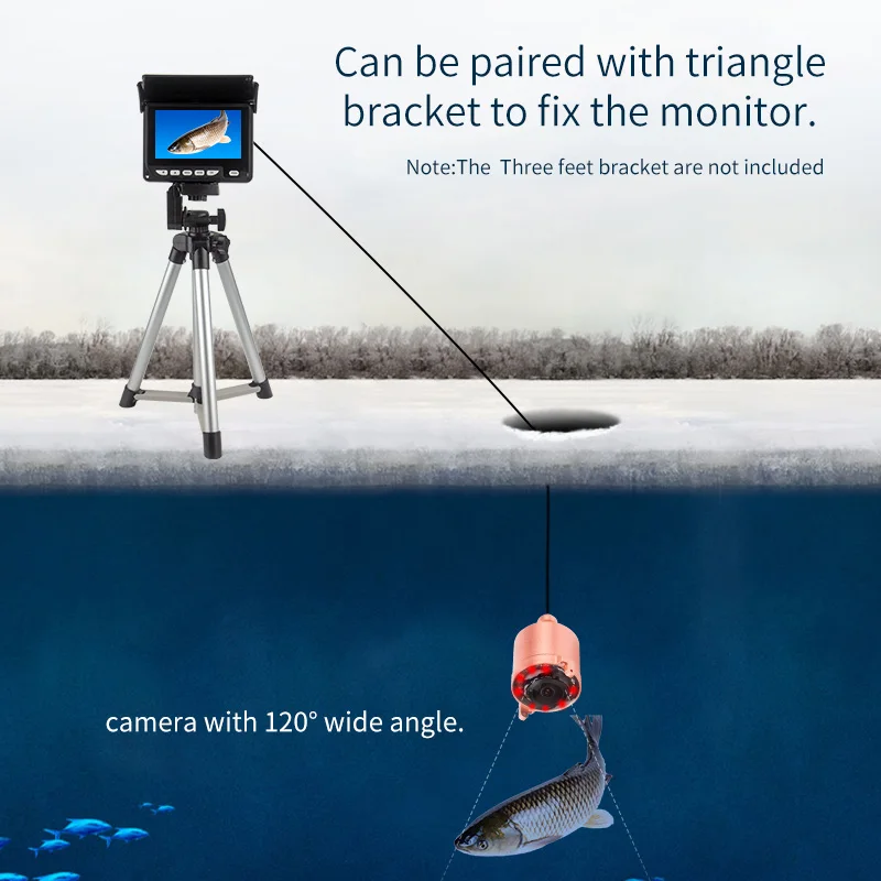 

SYANSPAN 20M 30M 1200TVL Fish Finder Underwater Fishing Camera Ice Ocean 4.3" LCD Monitor 8PCS IR LED light