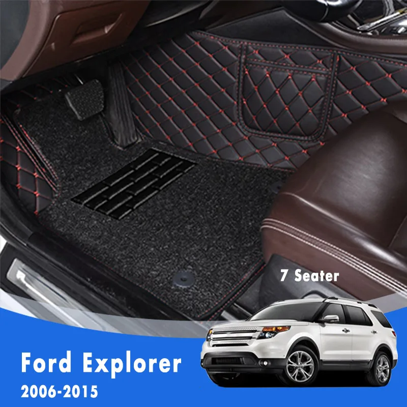 

For Ford Explorer 2015 2014 2013 2012 2011 2010 2009-2006 (7 Seats) Luxury Double Layer Wire Loop Car Floor Mats Auto Carpets