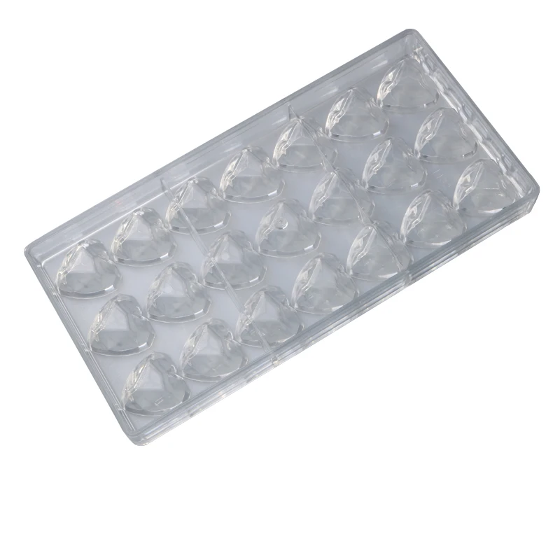

Meibum Polycarbonate Chocolate Mold Heart Diamond Pattern Confectionery Baking Tray 21 Cavity Candy Decorating Mould