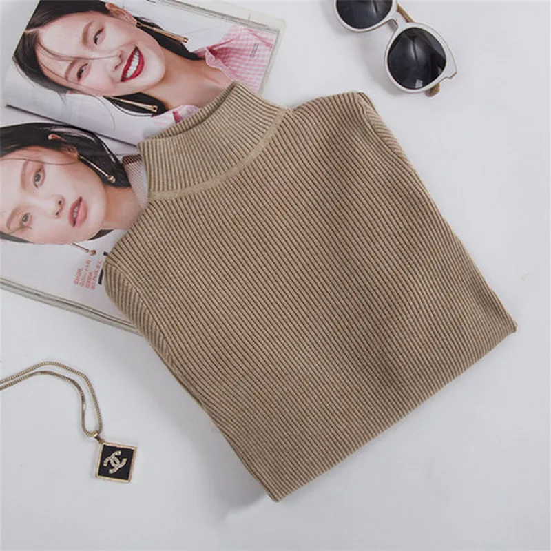 Spring Autumn Winter Turtleneck Sweaters Slim-fit Korean Sweater Long Sleeve Pullovers Short Casual Tight Clothes New Arrival | Женская
