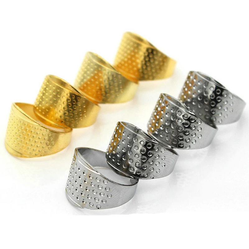 2 шт./лот наперсток с регулируемой нитью золотистого и серебряного цвета для