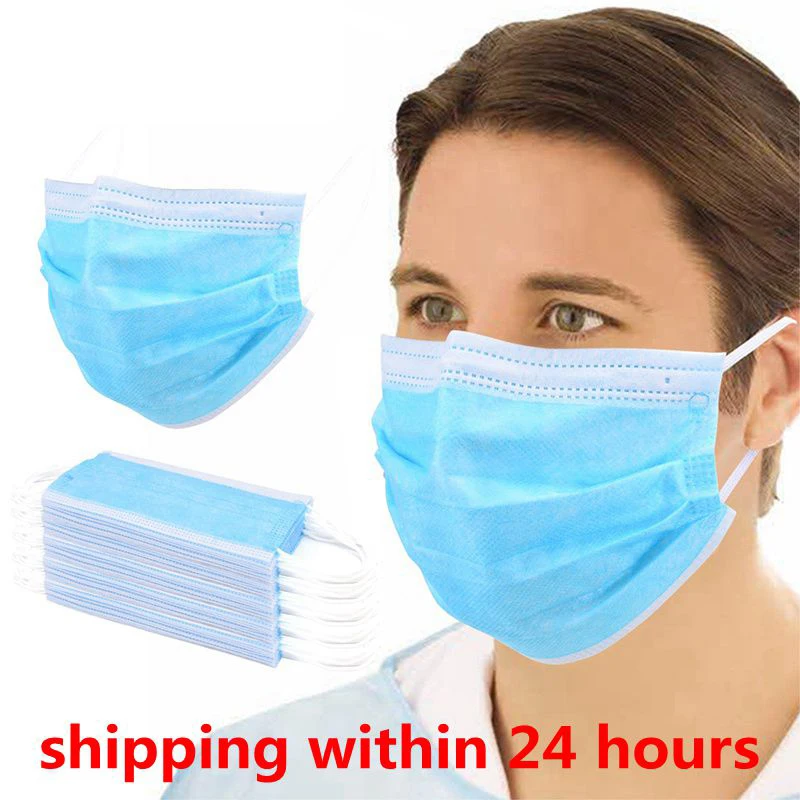 100 шт Быстрая доставка 3 слоя нетканые Анти пыль анти Слюна рот маска утолщенные