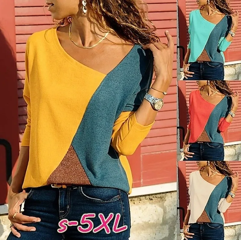 Большие размеры женская рубашка с длинным рукавом Весенняя Свободная v-образным