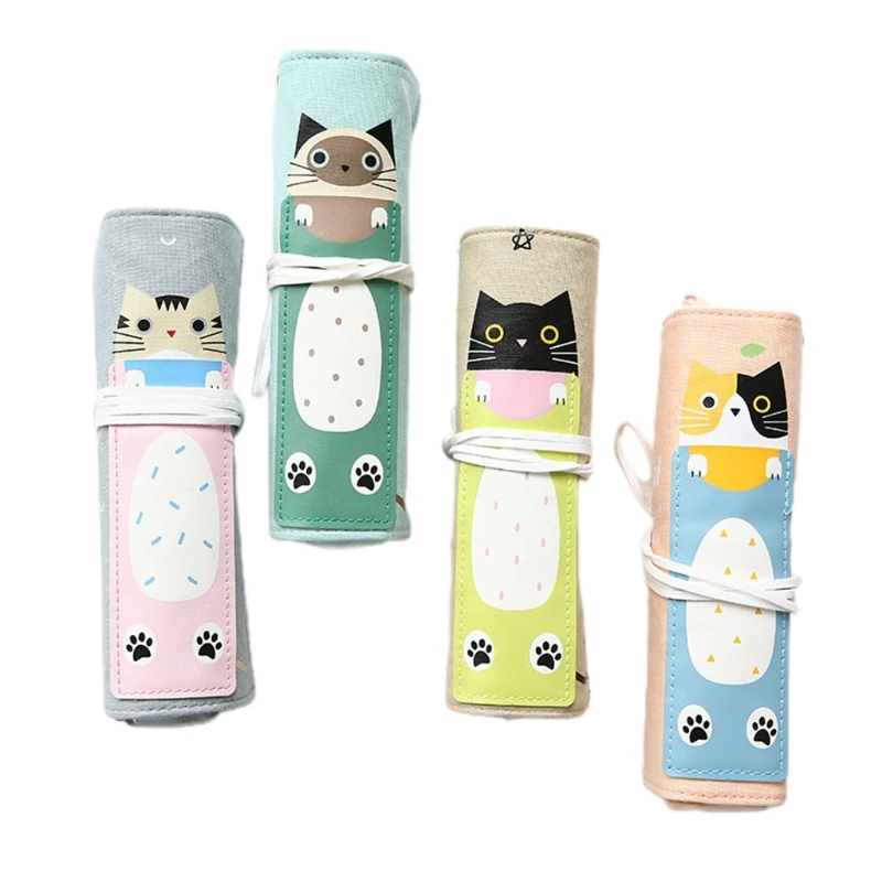 

Cute Cartoon Pencil Wrap Pencils Roll for Kids Artist Student Travel Outdoor