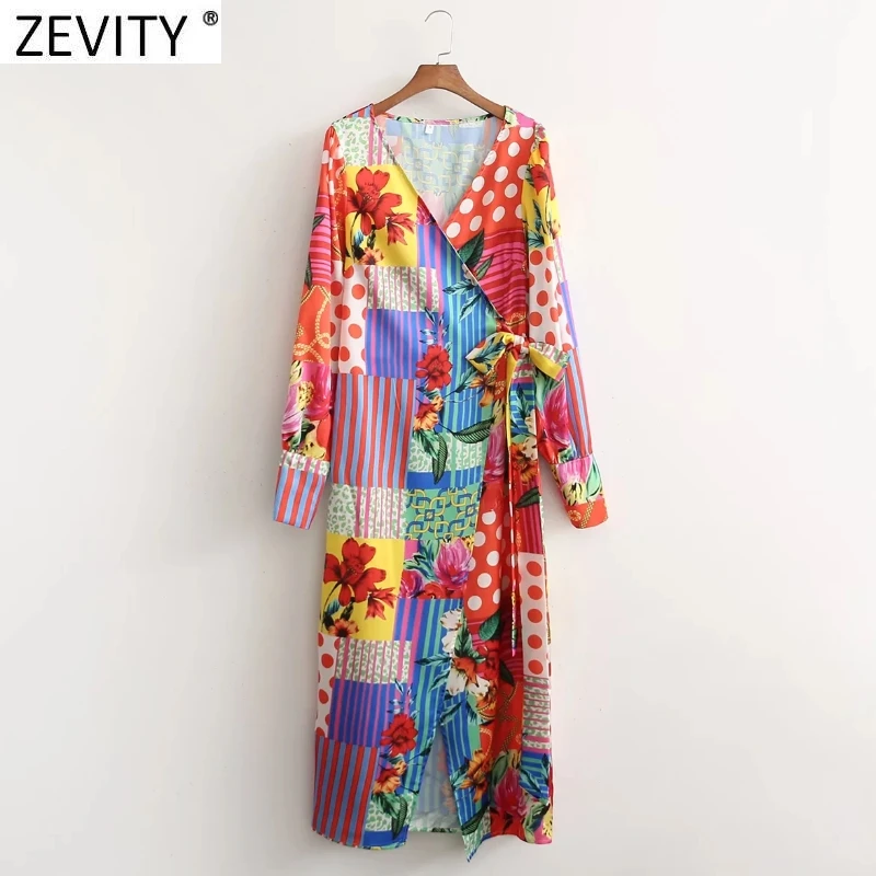 

Новинка, женское модное платье-миди ZEVITY с V-образным вырезом и перекрестными шнуровками, женское шикарное повседневвечерние кимоно, праздни...