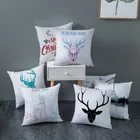 Чехол с изображением леса оленя, рождественских подушек, чехол с персиковой кожей, чехол для подушки, 45*45 см, украшение для дома, чехол для дивана, подарок на Рождество, чехол для подушки