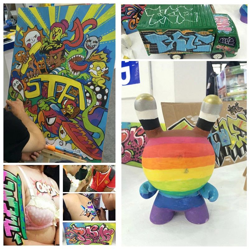 Яркие Красочные водонепроницаемые металлические маркеры манга акриловые