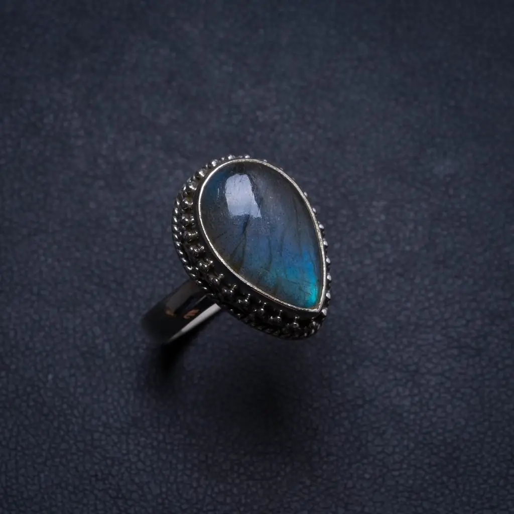 Кольцо из серебра 925 пробы с натуральным лабрадором античный дизайн ручная