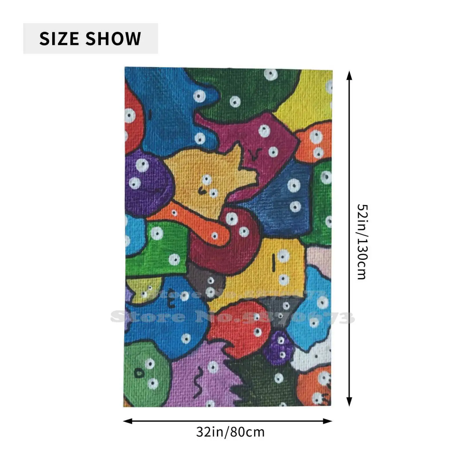 Банное полотенце с 3D рисунком монстра сильное водопоглощающее акриловое