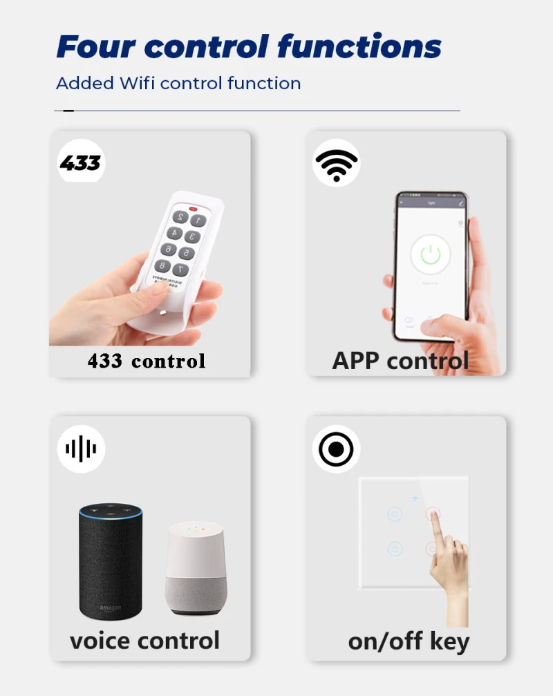 Умный выключатель TUYA с Wi-Fi и РЧ 1/2/3/4 клавиши настенный пересветильник ель