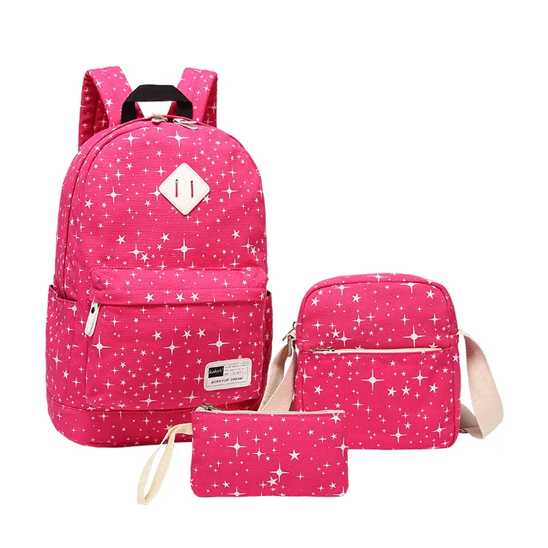 Комплект из трех предметов Студенческая сумка брезентовый Рюкзак для девочек