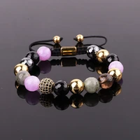 jaravvi new design 10mm natural stone jewelry beads custom friendship macrame bracelet for women