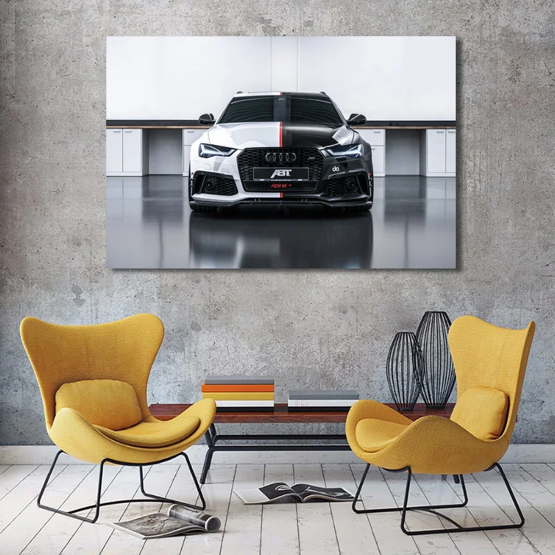 Современный художественный постер Supercar Audis Rs6 черно-белая Картина на холсте