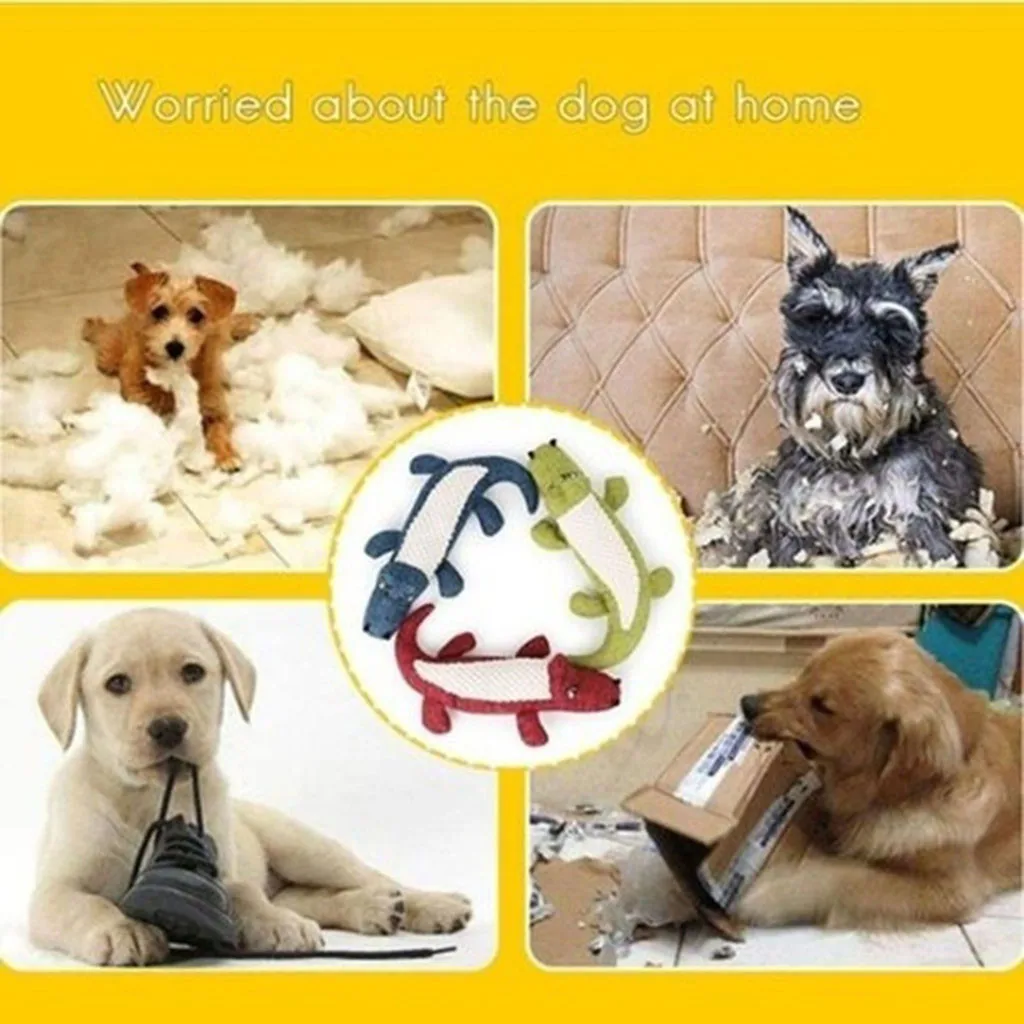 

Pet Dog Toy Linen Plush Crocodile Animal Toy Dog Chewing Squeaky Noise Cleaning Teeth Toy Sports Play Interactive Dog Toys 5*
