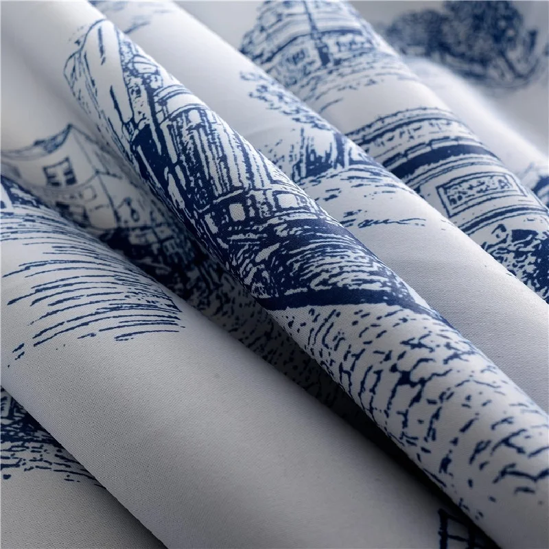

Curtains for Living Dining Room Bedroom American Nordic Style New Printing Curtain Fabric