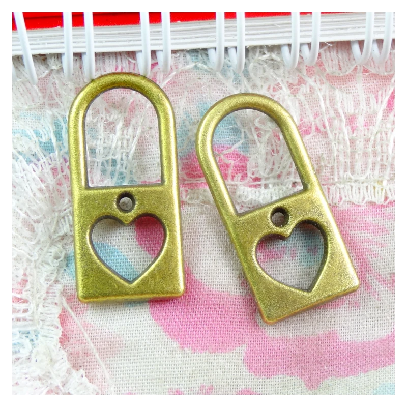 40 шт. Античная бронзовая подвеска с замком в виде сердца 26*12 мм для изготовления