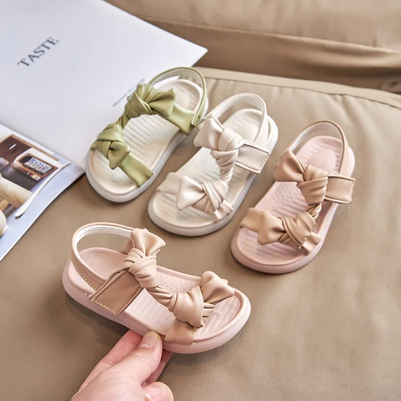 

Baby Girl Kids Sandals Sweet Princess Soft Quality Children's Beach Sandals Girls Fashion Bowknot Shoes