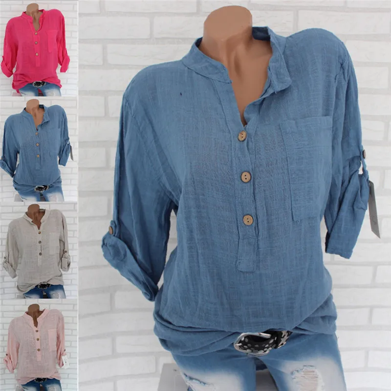 Женская мешковатая блузка в стиле бохо хлопковый кафтан с длинным рукавом и v