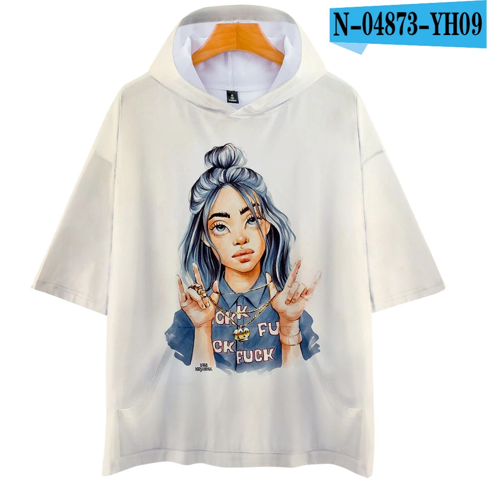 Серебристый Billie Eilish 3D толстовки Новинка короткий рукав мода лето/весна футболка классная и дышащая футболка с коротким рукавом - Цвет: Серебристый