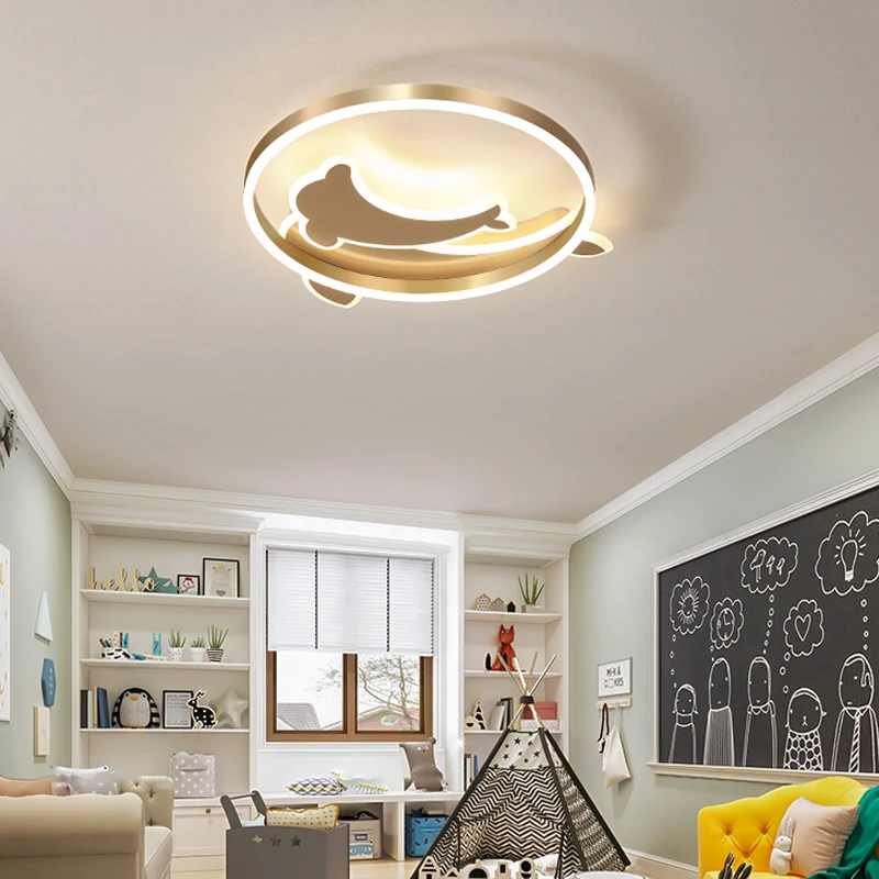 

Children's Room Light Dolphin Golden Boy Girl Cartoon Bedroom Ceiling Light Nordic Simple Modern Light Luxury Room Light