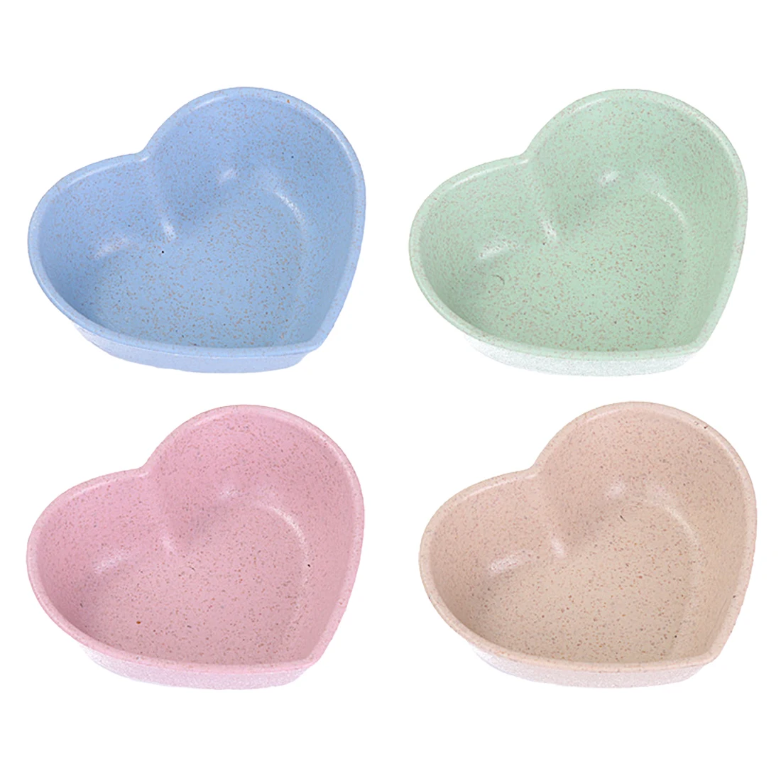 

4pcs Love Heart Shape Wheat Straw Bowl Vinegar Seasoning Solid Soybean Dish Sauce Salt Snack Small Plate Kitchen Supplies