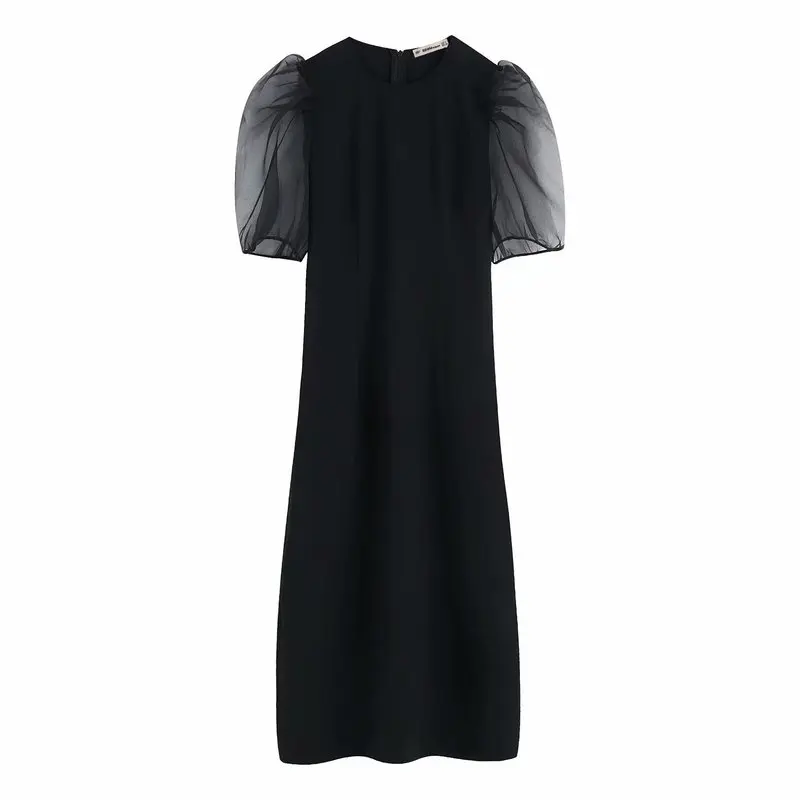 BB45 9622 Европейская и американская мода органза лоскутное платье|Женские платья| |