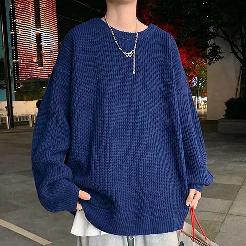 

Fashion Sweaters Men Autumn Solid Color Sweaters Slim Fit Men Street Wear Clothes Knitted Sweater Men Pullovers